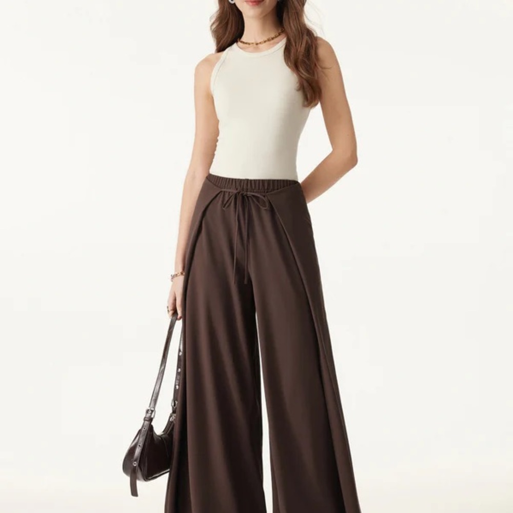 OGL Move Ponte de Roma Bamboo Ponte Wrap-tie Palazzo Pants with Pockets